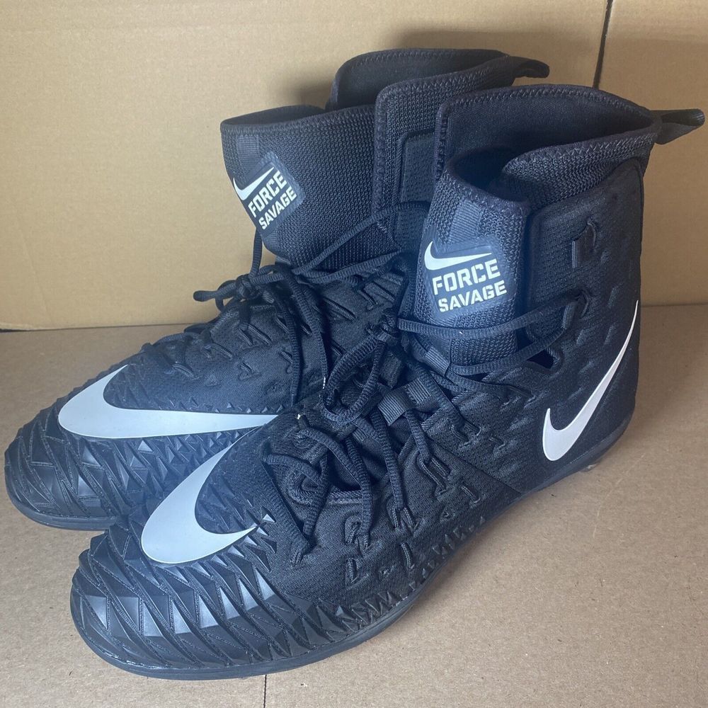 Nike Force Savage Elite TD Black White 923088-010 Football Cleats Size 17